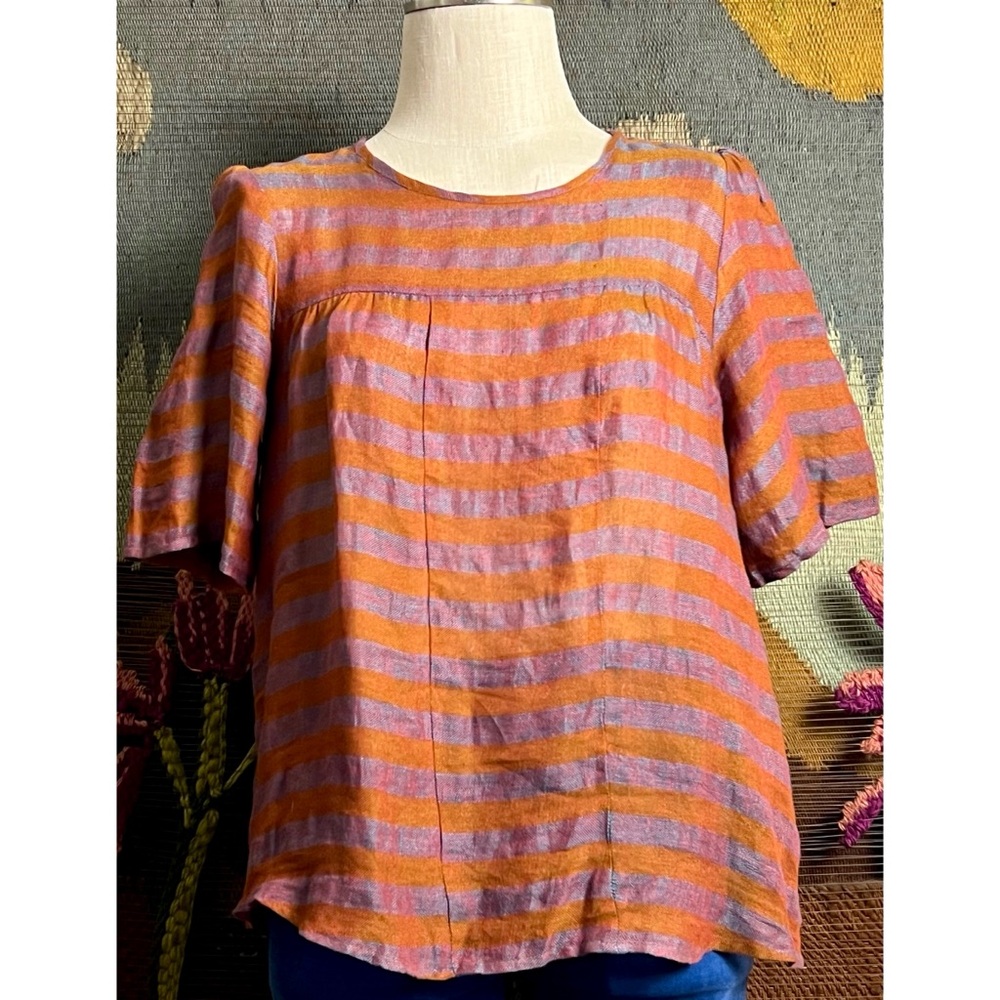 Anthropologie Striped Linen Top M
